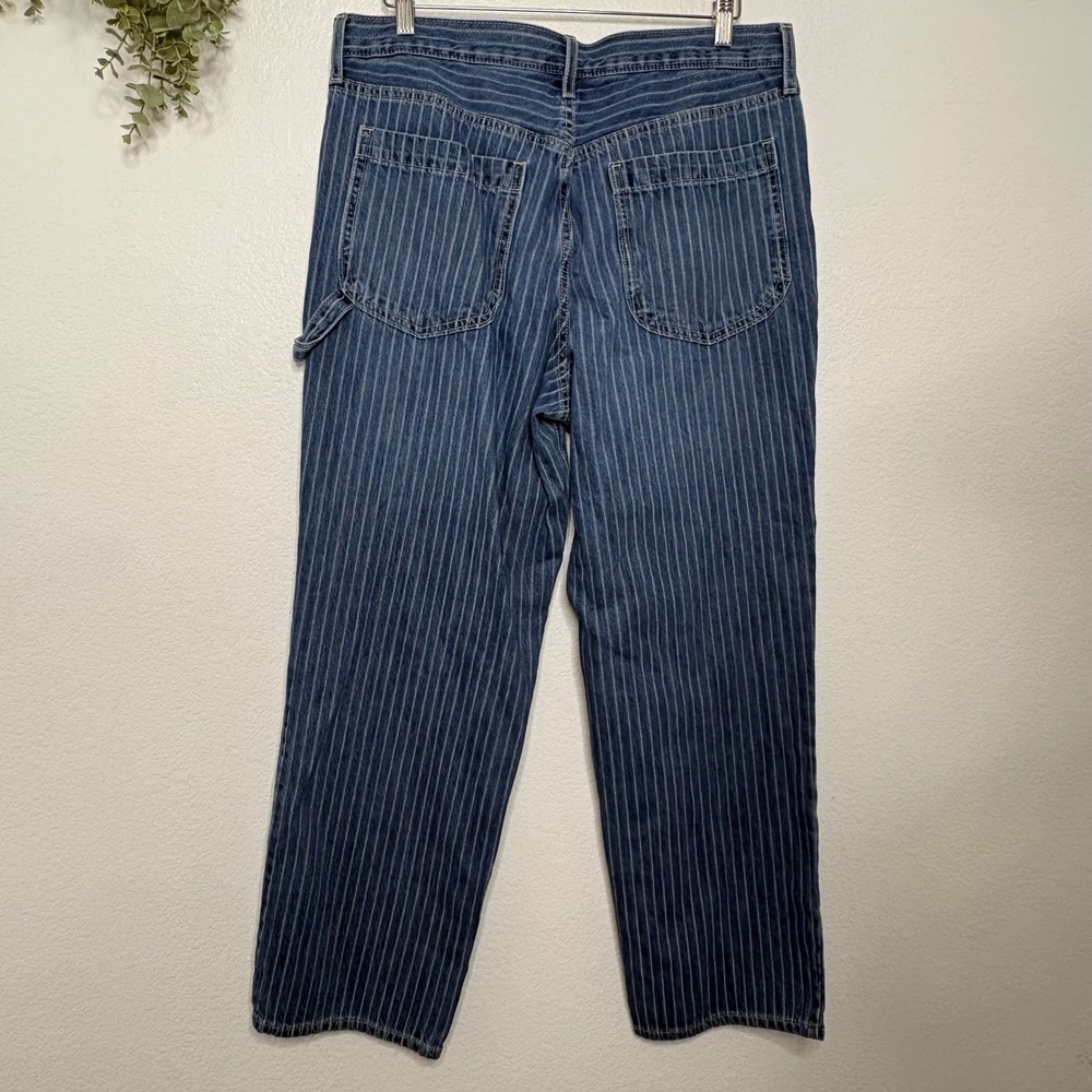 Old Navy Womens Pinstripe High Rise Rigid OG Loose Carpenter Jeans Blue Size 12 - Picture 8 of 10